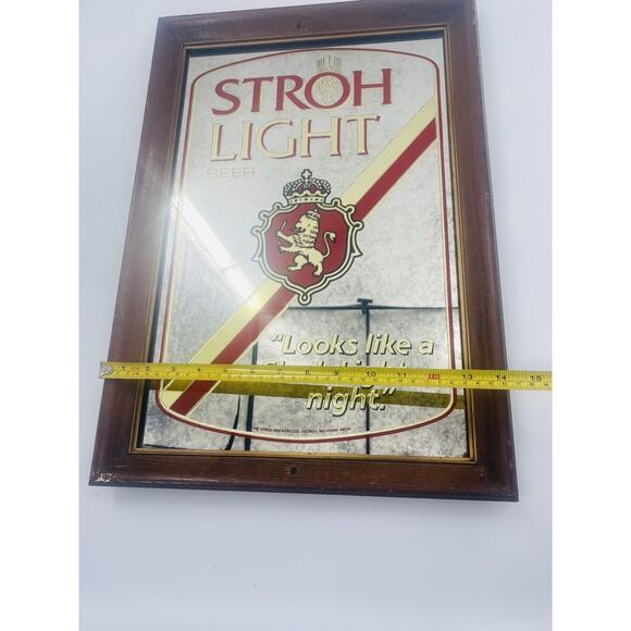 Vintage STROH LIGHT BEER Framed Wall Mirror Sign Looks like Stroh Light Night - Picture 9 of 9